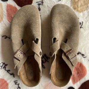Birkenstock Boston Soft Footbed, Suede Leather, Taupe
